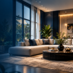 moody navy modern living room